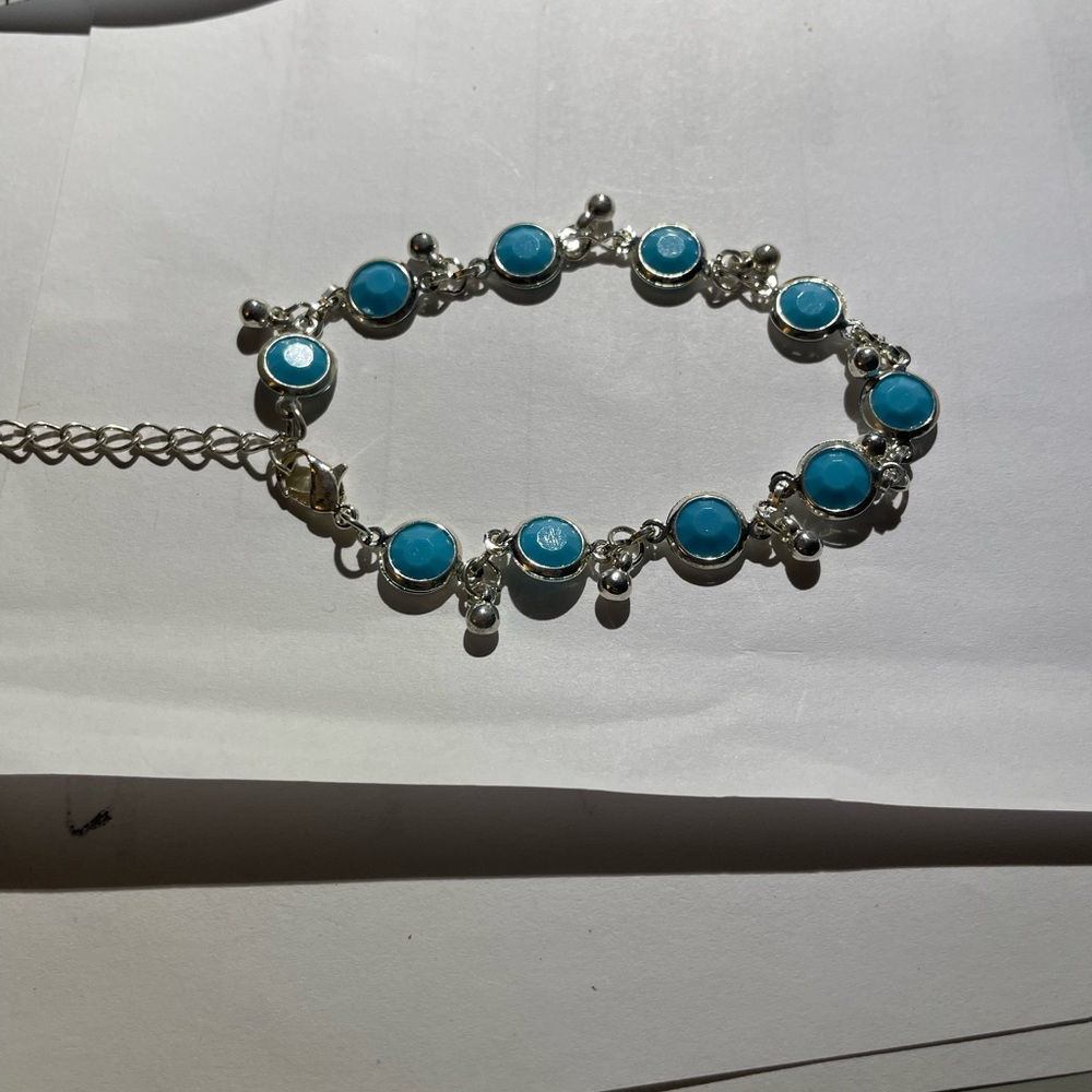 Silver and Blue Stone Bracelet